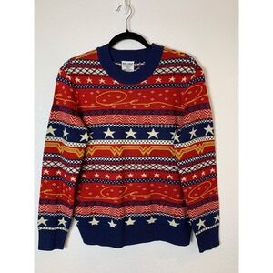 Box Lunch Wonder Woman Sweater Women S Red Fair Isle Holiday Ugly Christmas